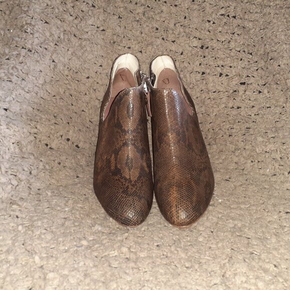 MATT BERNSON-JAGUAR Coffee Brown Leather Snake Print-Booties-Sz 8-NWOB - Picture 3 of 8